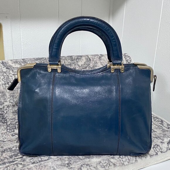 Vintage Phillipe Cordovan Leather Mini Attache Bag in Blue - Picture 5 of 9